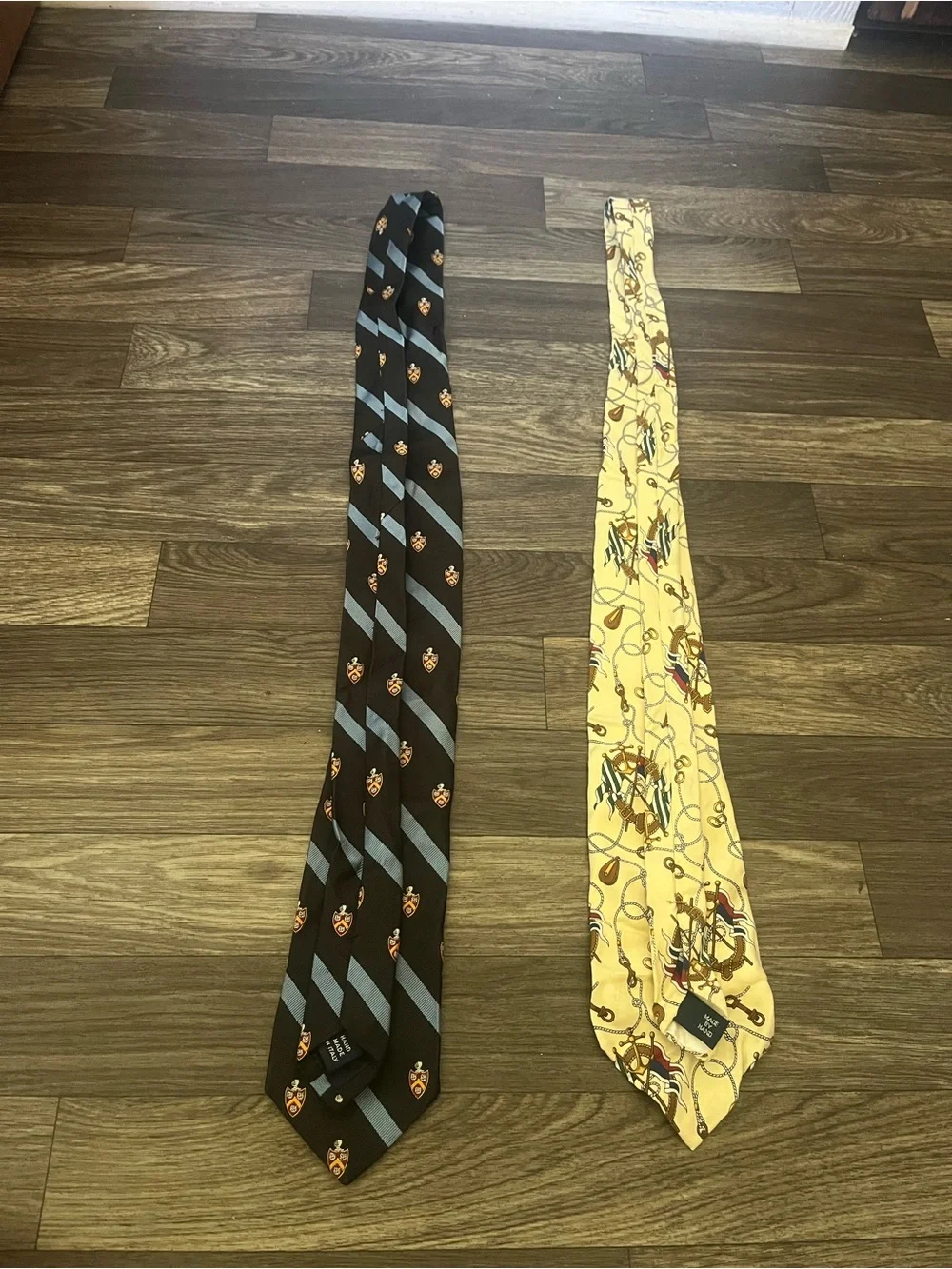 Polo by Ralph Lauren Black Tie with Light Blue Stripes and Orange Crest